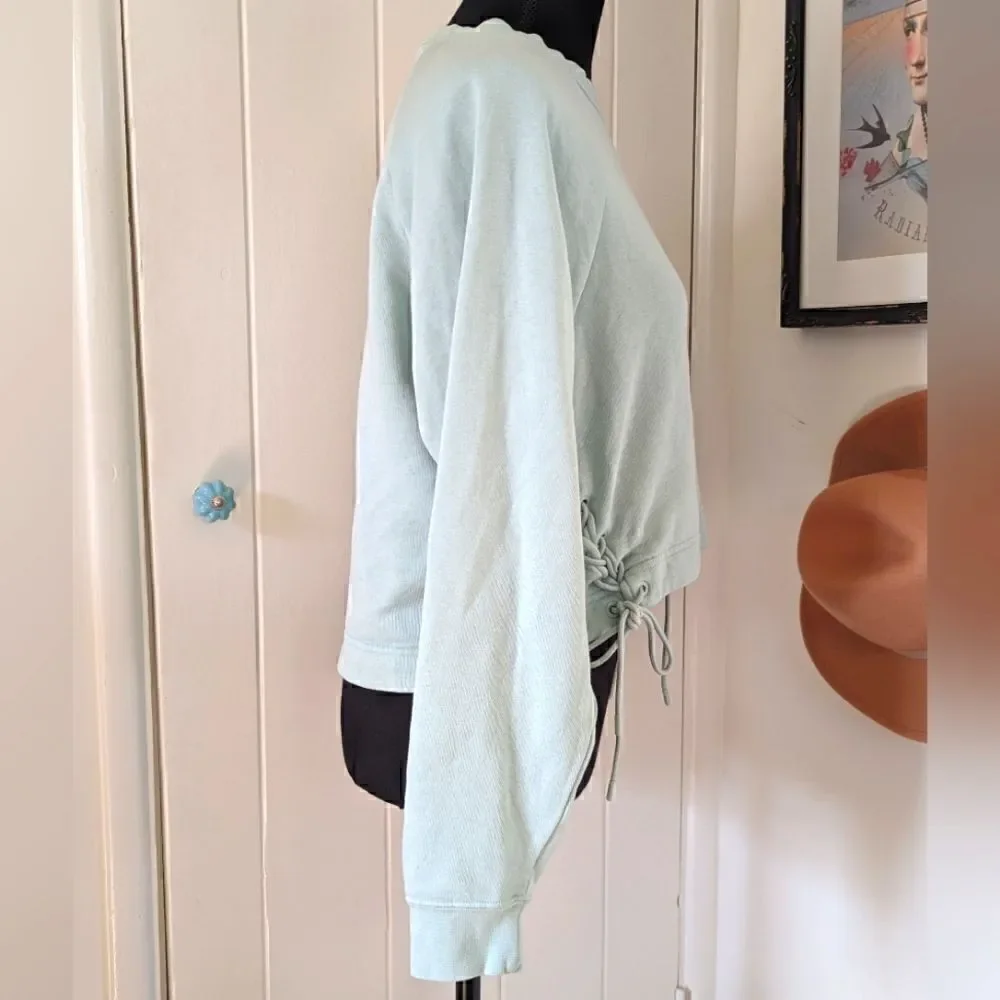 Nike Sportswear Pale Green Laceup Crewneck XS Rebel Punk Coastal Athleisure